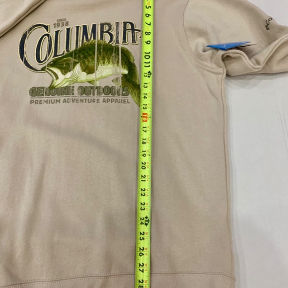 Columbia Bass fish men’s PFG crew neck tan beige green pullover/sweatshirt - Picture 8 of 12